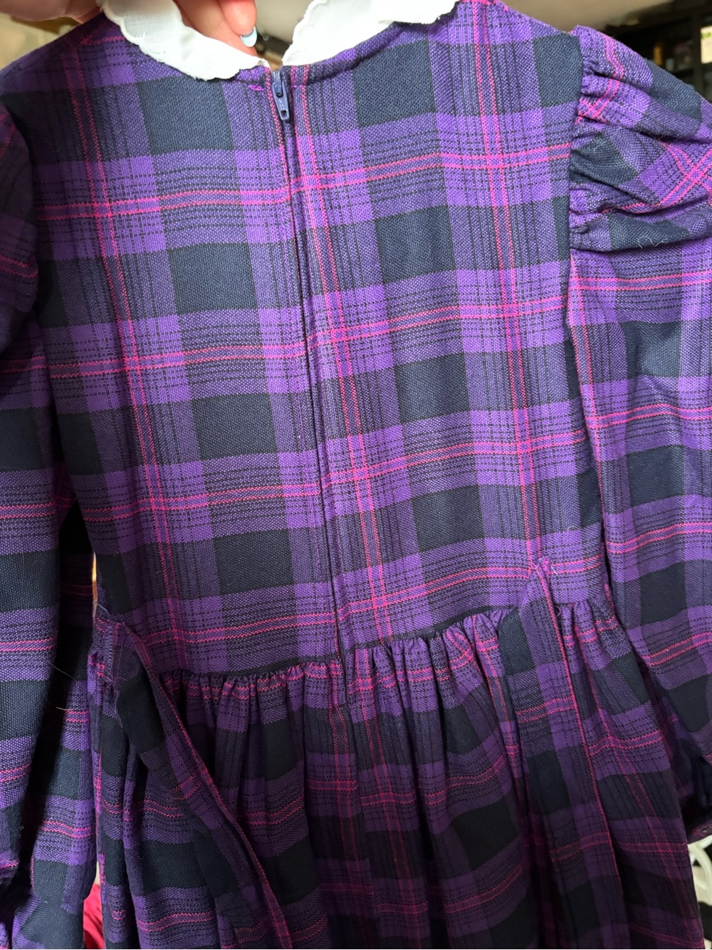 Vintage size 7 girls purple plaid dress - Picture 5 of 5